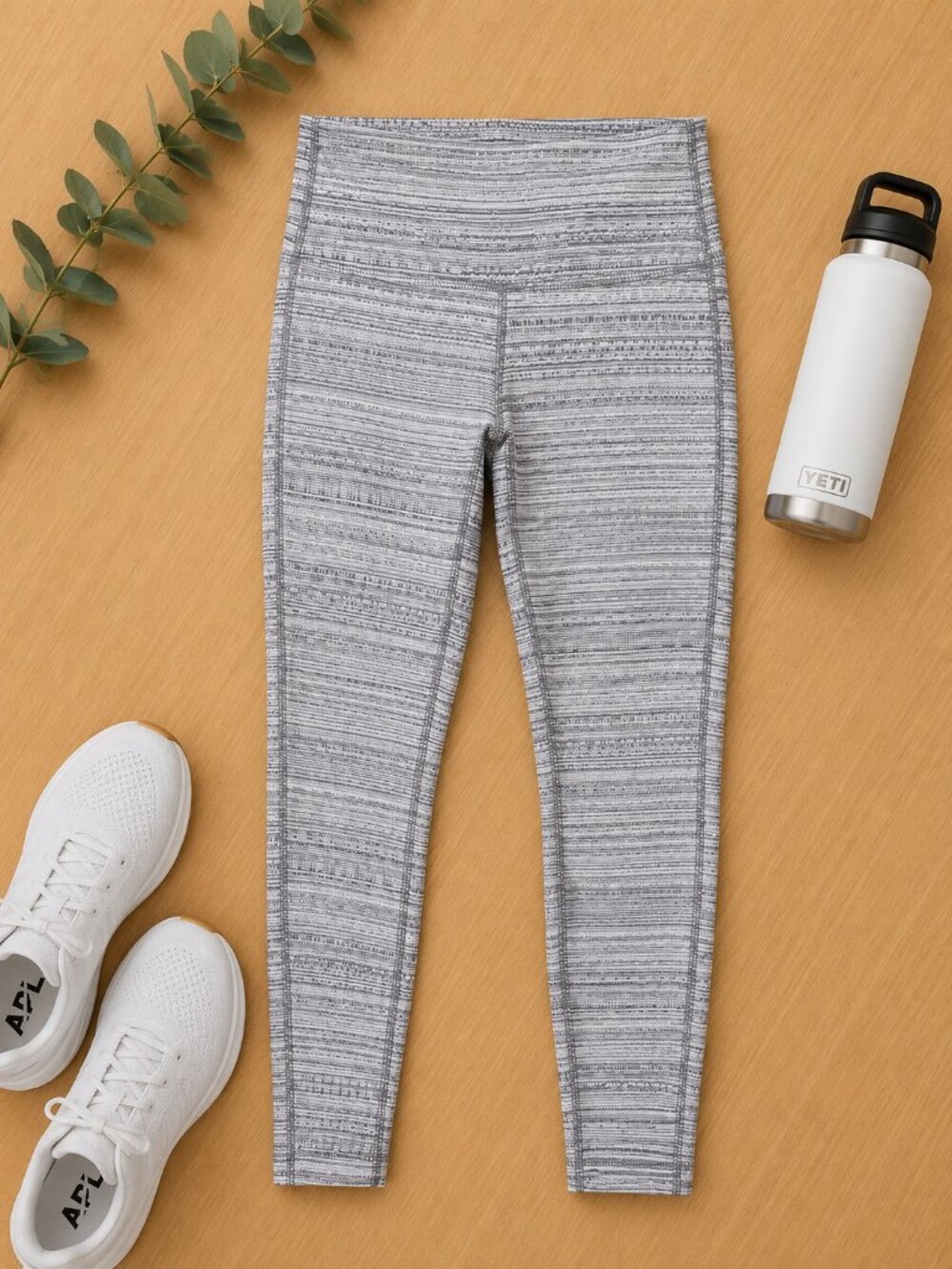 Athleta Space Dye High-Rise Leggings | Women's Small | Gray & White